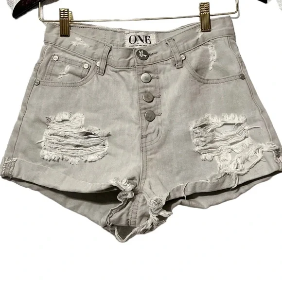 ✨ One Teaspoon Hawks High Waisted Denim Jean Shorts - Picture 2 of 5